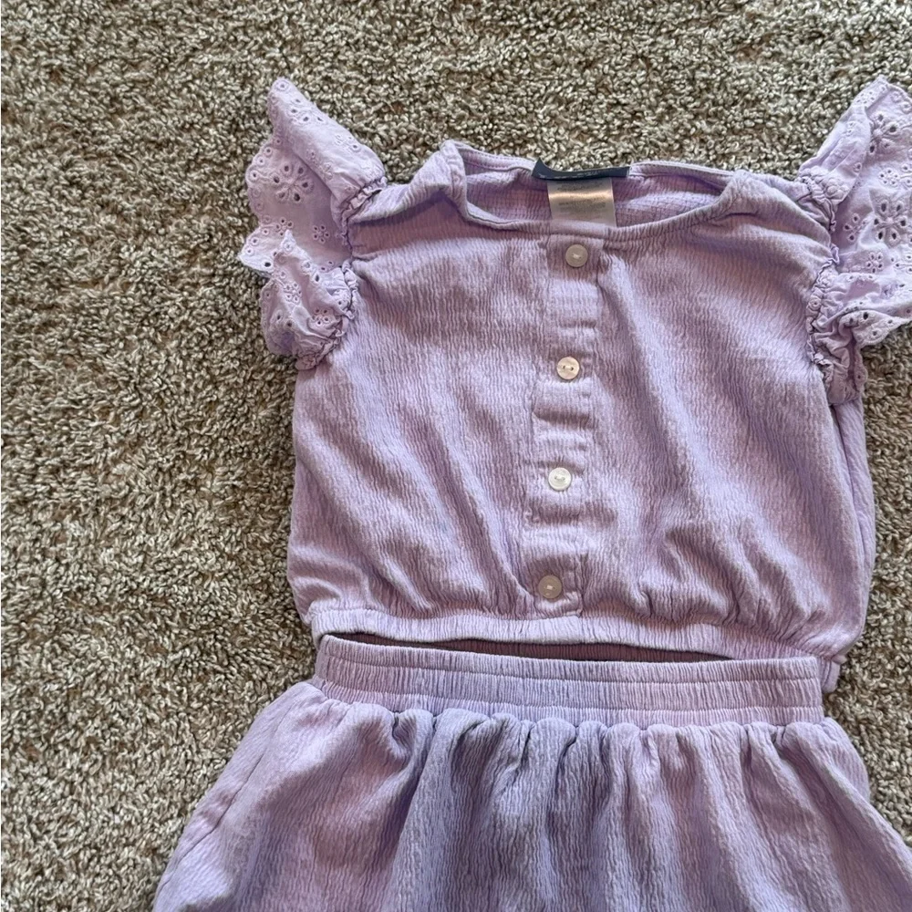 Rare Editions Toddler Girl  2 piece outfit top and skirt set purple size 5T
